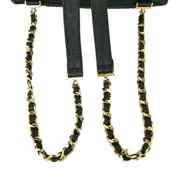 CHANEL Quilted Matelasse CC Logo Caviar Skin Chain Backpack Black - Picture 5 of 11